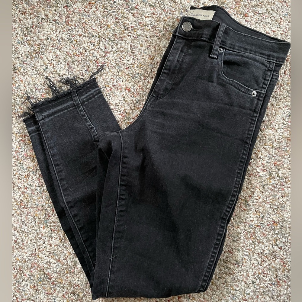 Black Frayed Hem Jeans